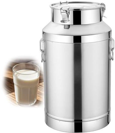 GLJTUO Milk Churn Pot 304 Heavy Duty Milk Jug Stainless Steel Milk Can Farm Milk Transport Canister With Silicone Sealed Lid For Liquid Storage And Transport,18L,9L