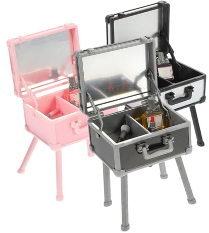 Parliky 3 Stück Teiliges Miniatur Schminkbox Fuß Lippenstift Parfüm Deko Realistische Puppenhaus Kosmetik Aufbewahrung Multifunktional als Mini kommode und Tischdeko Weiß rosa schwarz