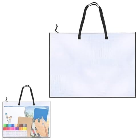 Art Portfolio Bag Portfolios Organizer with Zipper and Handle Transparent Painting Folder Waterproof Art Storage Bag 18.9'' X 25'' Arts Folder Arts Portfolio Case for Paintings Homework File Storage