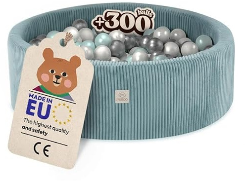 MISIOO Bällebad Baby 90x30 cm Mit 300 Bälle - Premium Material, Abziehbarer Bezug, Manuell Waschbar bei 30 Grad - Perfekt Für Kinder 1-3 Jahre - Bällebad Bälle Spaß