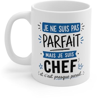 Teecustom Tasse Je Ne Suis Pas Parfait Mais Je Suis Chef – Mug Humour Patron Responsable Manager – Cadeau Travail Homme 325ml