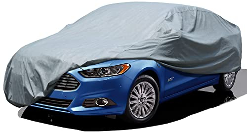 Leader Accessories Housse de Voiture complète Protection de Base 3 Couches Protection UV Housse de véhicule Respirante Ajustement Universel (Berline-430x160x115cm,Gris Clair)