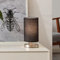 Lightbox Tischlampe | 26 cm Höhe | moderne Tischleuchte mit dekorativem Stoff Lampen-Schirm & Wipp-Schalter | E14 Fassung | in Metall/Textil aus Eisen/Silberfarben/Schwarz