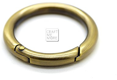 CRAFTMEMORE 2 Stück 3,8 cm O-Ringe Schnappclip Federöffnung O-Ring Karabiner Schlüsselanhänger runde Schnalle börse Hardware SCOS (gebürstetes Messing)