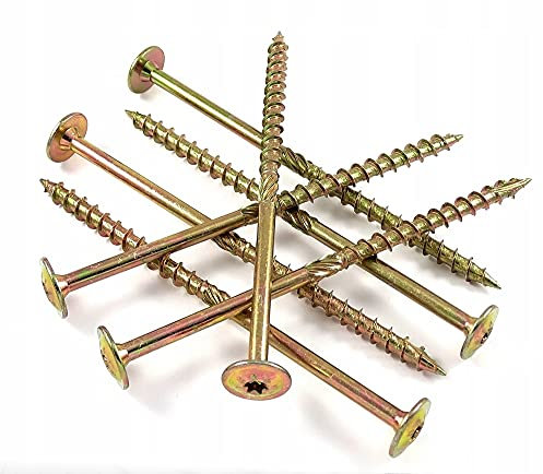 4U-Onlinehandel 100 x Sparrenschrauben 6x200mm T30 Tellerkopf Holzschrauben, Nagel, 6mm x 200mm, Vollgewinde, Rechtsgewinde, Legierter Stahl, Verzinkter Stahl