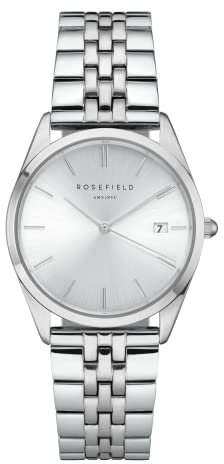 Rosefield Damenuhr The Ace Silber 33 mm Rundes Gehäuse mit Silbernem Zifferblatt und silbernem Band - ACSS-A04