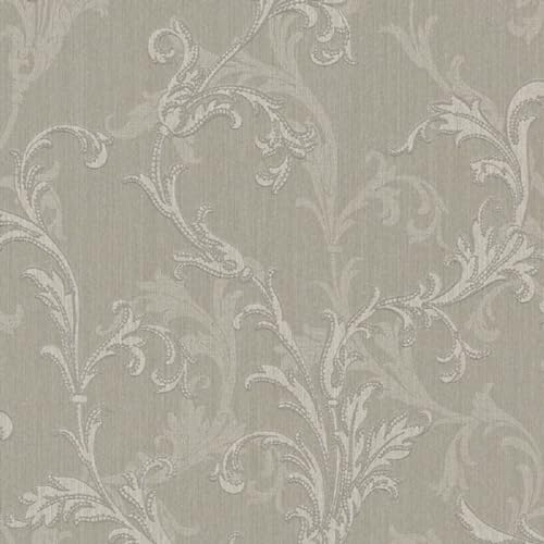 Casa Padrino Barock Textiltapete Grau/Silber 10,05 x 0,53 m - Hochwertige Wohnzimmer Tapete im Barockstil