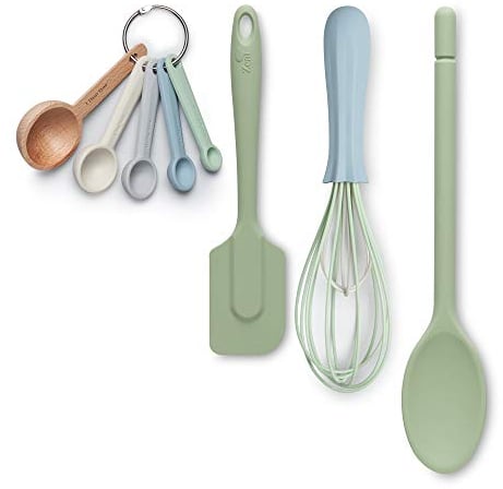 Zeal JSET41C Spatule, fouet, cuillère traditionnelle et cuillères à mesurer en silicone antiadhésif