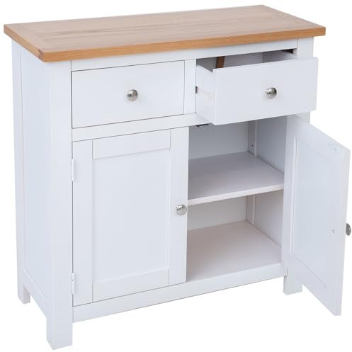 Aurotrice OAK Furniture Farrow White Small Sideboard - 2 Door 2 Drawer Painted Sideboard (White) …