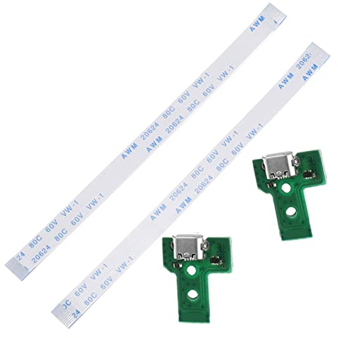 Onyehn JDS-030 Ersatz-Ladeanschluss-Baugruppe für PS4 DualShock 4, Reparaturteil, Micro-USB-Adapter, Ladebuchse, Stecker-Modul (mit 12-poligem Auswurftband-Flexkabel)