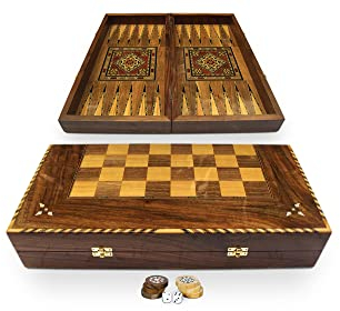 Elessar Neu 50 x 50 cm Holz Backgammon/Schachspiel/DAMA Brett K 6-1-50 mit 30 Holz Backgammon Steine