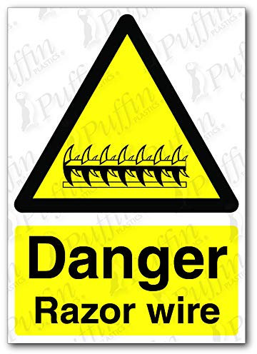 Danger Razor Wire Sign (Self Adhesive, A4)