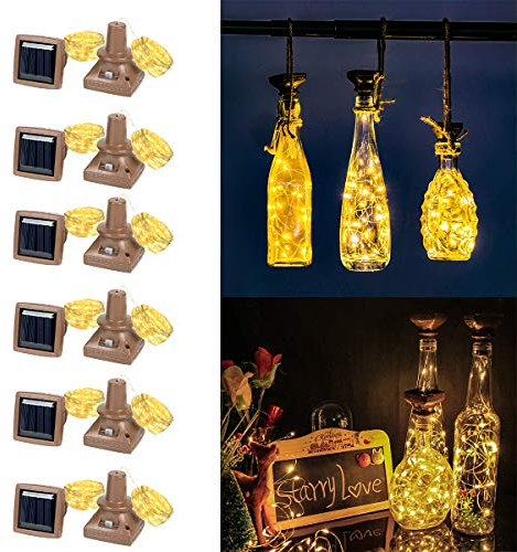 ZYLiWoo Starry Love Flaschenlichter, Solar-Weinflaschenlichter, 12 Packungen, 20 LEDs, für den Außenbereich, wasserdichte Lichterketten für Recycling, Weinflaschen-Dekoration