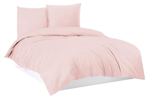 Mixibaby Bettwäsche Bettgarnitur Bettbezug 100% Baumwolle 135x200 155x220 200x200 200x220, Farbe:Rosa, Größe:135 x 200 cm