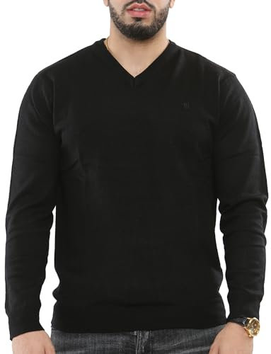 NOROZE Men's Jumper Knit V-Neck Plain Classic Sweater Pullover Knitted Sweatshirt (M, Black)