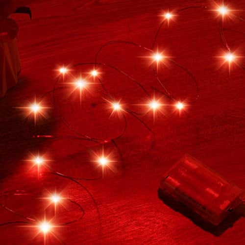 Ariceleo Mini Fairy Lights Battery Operate, 1 Pack Copper Wire Night Lights 3*AAA Battery Powered Led Starry Fairy String Lights for Bedroom, Christmas, Party, Wedding, Decoration(5m/16ft Red)