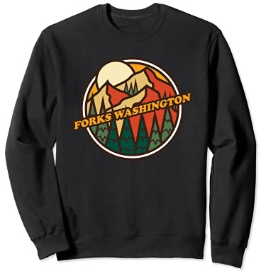 Vintage Forks, Washington Mountain Hiking Souvenir Print Sweatshirt