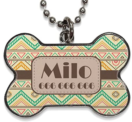LolaPix Chapa Perros Personalizadas con foto, texto o imagen. Placas para Perros. Chapa metálica con forma de hueso. Regalo personalizado. ÉTNICA
