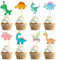 Keaziu 48 Stück Dinosaurier-Cupcake-Topper, Babyparty, niedliches Dinosaurier-Thema, Baby, Jungen, Dinosaurier, Geburtstagsparty, Kuchendekorationen