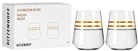 RITZENHOFF 6141003 Wasserglas 400 ml - Serie Celebration Deluxe Set Nr. 3, 2 Stück mit Echt-Gold - Made in Germany