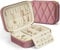 KAMIER Kleine Schmuckkästchen für Damen, Reise Schmuckbox Samt Schmuckschatulle für Ohrringe, Ringe, Halsketten, niedliche Schmucketui Reise für Frauen, Männer, Mädchen, Rosa