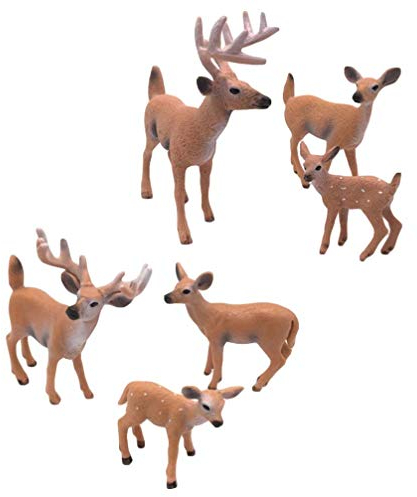 Beavorty Waldtiere Figuren 6 Stück Waldtier Hirschfiguren Spielzeug Waldtier Figur Miniatur Spielzeug Weihnachtsdekoration