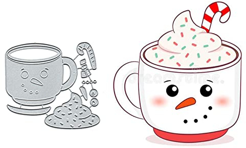 Merry Christmas Snowman Metal Die Cuts,Christmas Gingerbread Teacup Cutting Dies Cut Stencils DIY Scrapbooking Decorative Embossing Paper Scrapbooking Card Making