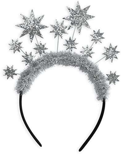 narrenwelt Haarreif Glitzersterne silber Heiligenschein Sterne Engel Kopfschmuck Glitzer Weihnachten Accessoires