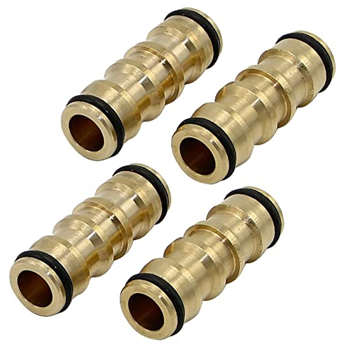 Hydrogarden Brass Double Male Hose Pipe Connectors Extender Garden Hose Pipe Tube Connectors for Extending Two Female Garden Hose Pipe Tube Ends (4 Sets)