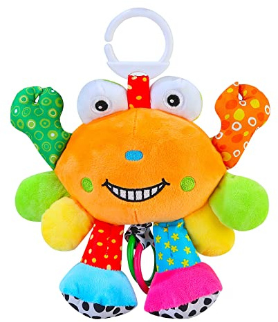 MEERO LONDON CB2203 CRAB Clip on Pram and Pushchair Newborn Baby Toy with teether, Sensory Toy for Babies Boys and Girls from NewBorn