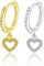 LEEQ Sterling Silber Ohrringe - 2 Paar Herz Ohrringe Damen Creolen - mit Herz Anhänger Silber Ohrringe Hängend Klein Ohrhänger mit Cubic Zirkonia Ohrringe Silber für Damen Frauen Mädchen（gold+silber）