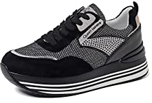 QUEEN HELENA Damen Turnschuhe High Sneaker mit Plateau X28 27 Schwarz, 36 EU
