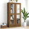 Keketa Vitrinenschrank Bücherschrank Aktenschrank Vitrine Schrank Büroschrank Standvitrine mit 4 Fächer Bücherregal Schrank für Wohnzimmer Büro Braun Eiche-Optik 82,5x30,5x150cm