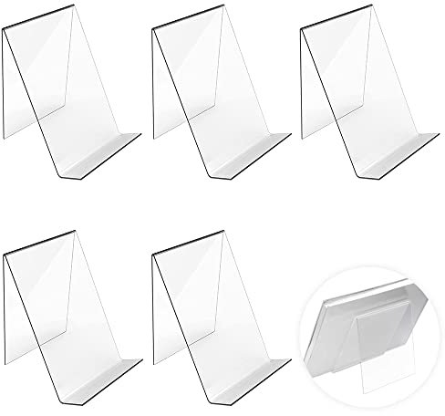 Aoreun Acryl Buchstütze, 5 Stück Buchaufsteller aus Acryl Elegantes glasklares Kochbuchhalter, Warenträger als Buchstütze und Aufsteller für Telefone Schilder Prospekte Menüposter Broschürenmagazine