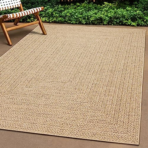 Teppich-Traum Outdoor Teppich groß modern robust Jute Look wetterfest Balkon Garten Terrasse 240x340 cm