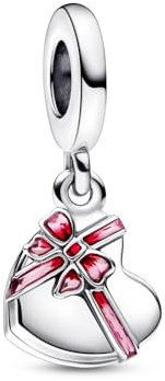 PANDORA Aufklappbare Herzförmige Pralinenschachtel Charm-Anhänger aus Sterlingsilber, Kompatibel Moments, Moments Kollektion, 92587C01