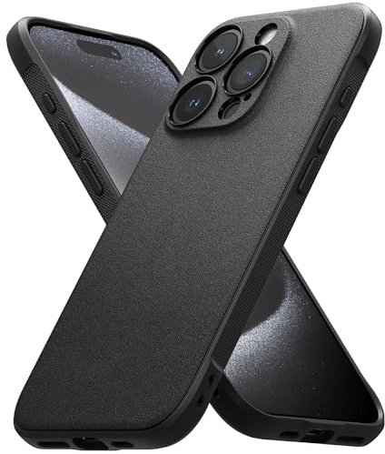 Ringke Onyx [Enhanced Grip Texture] Compatible with iPhone 15 Pro Max Case, Slim Anti-Fingerprint Non-Slip Protective Phone Cover with Precisely Designed Camera Cutouts - Black