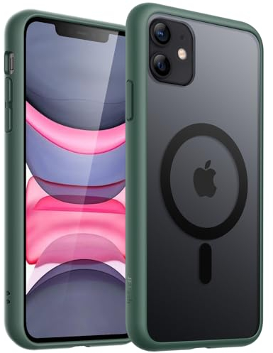 JETech Magnetic Case for iPhone 11 6.1-Inch Compatible with MagSafe, Translucent Matte Back Slim Shockproof Phone Cover (Dark Green)