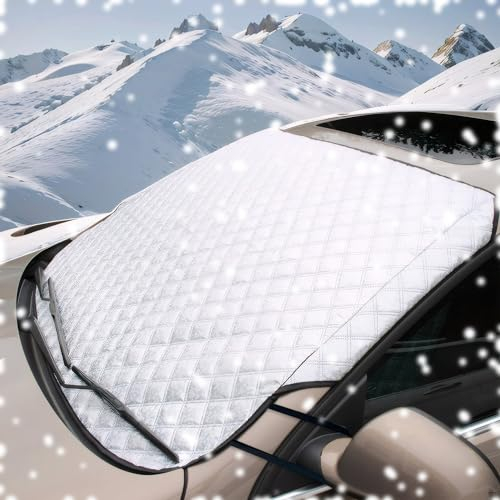Yiichiy Copri Parabrezza Auto, 4 Strati Ispessire Copri Parabrezza per Auto Inverno, Telo Parabrezza Antighiaccio, Ripiegabile Copri Parabrezza Esterno