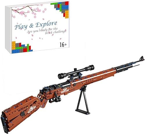 Technik Schießwaffe Bausteine, Technik 98K Scharfschützengewehr Bausatz Modell mit Schussfunktion, 903 Klemmbausteine Gewehr Waffen Bauset Konstruktionspielzeug Kompatibel mit Großen Marken