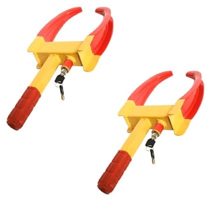 Cathpetic 2PCS Bullhorn Parkkralle,Anhänger diebstahlschutz,Skalierbar Und Kreativ Reifensperre Für Autos,Schließzylinder Aus Messing Radkralle Für Anhänger Für Autos,Geeignet Für Autos Und Motorräder