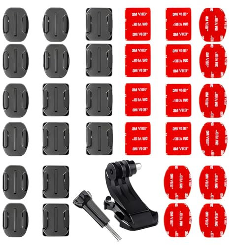 KSJEHW 34 Piezas Pegatina Casco Soporte 3M Adhesivo Almohadillas Hebillas Tornillo Accesorios Compatible con GoPro Hero 12 11 10 MAX 9 8 7 6 5 Session dji Osmo Cámaras de Acción