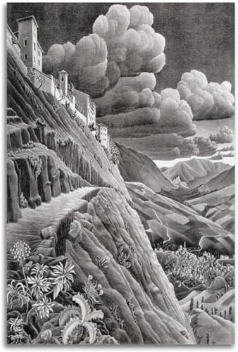 LVTFCO Castrovalva von M.C Escher Poster Wandkunst M.C Escher Leinwandmalerei für zu Hause Wohnzimmer Wanddekoration 50x70cm Kein Rahmen