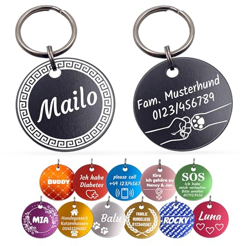 Unikat Branding | Erkennungsmarken im Singlepack | Hund, Katze und Herrchen | Hundemarke personalisiert | Beidseitig mit Gravur | rund | 30 & 35 mm (Rosa, 30mm)