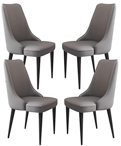 Esszimmerstühle, 4er-Set, Mikrofaser-Leder, ergonomischer Sitz für die Küche, Karbonstahl, Metallbeine, Haushalts-Schreibtischstuhl (Farbe: Zementgrau)