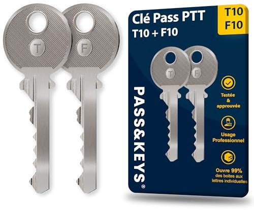 Clés Pass PTT T10 + F10 pour serrure boîte aux lettres et entrée d'immeuble