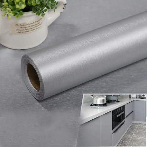 ZXFLOOR 1/3mx60cm Küche Öl Beweis Tapete Selbstklebende Brandschutz Wand Aufkleber Aluminium Folie Kontakt Papier Schränke Restauriert
