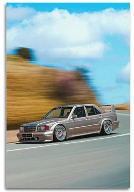 W201 190E Poster mit deutschem Oldtimer-Motiv, luxuriöses Auto, dekorative Leinwand, Familienschlafzimmer, Kunstwerk, Bild, Gemälde, 50 x 75 cm
