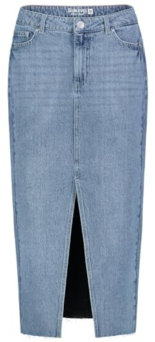 Sublevel Damen Maxi Jeans Rock LSL-483 Langer Damenrock mit Schlitz Light Blue Denim L183 M