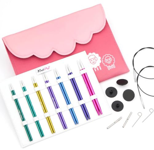 KnitPro Zing Midi Austauschbares Nadelspitzen-Set 5 (13cm) | 7 Größen (3mm bis 5mm)